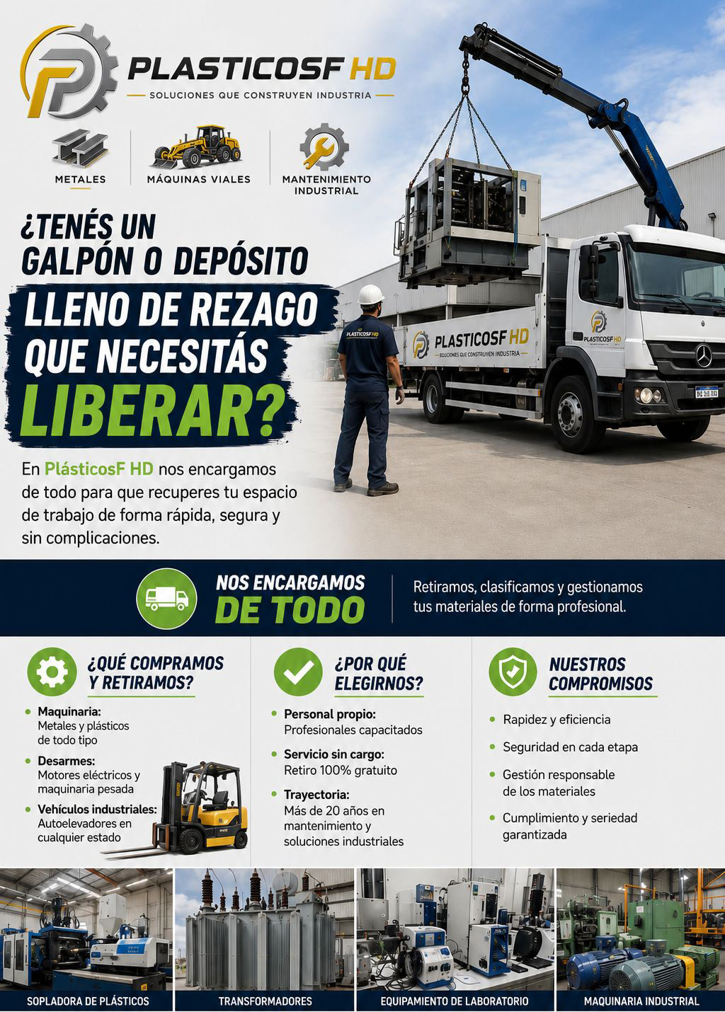 Flyer promocional de PlásticosF HD